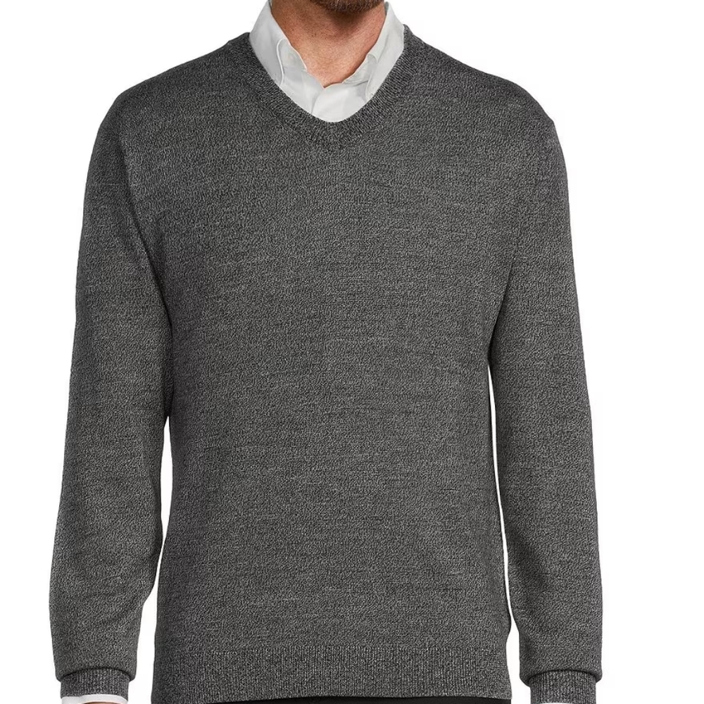 NWT Hart Schaffner Marx Merino Wool Long Sleeve V-Neck Sweater XLT Big & Tall